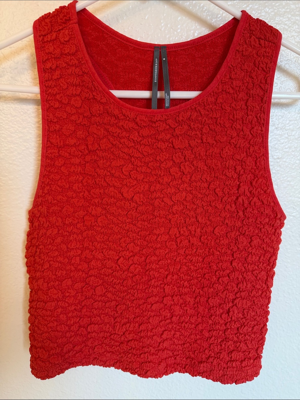 Anthropologie Red Textured Sleeveless Tank